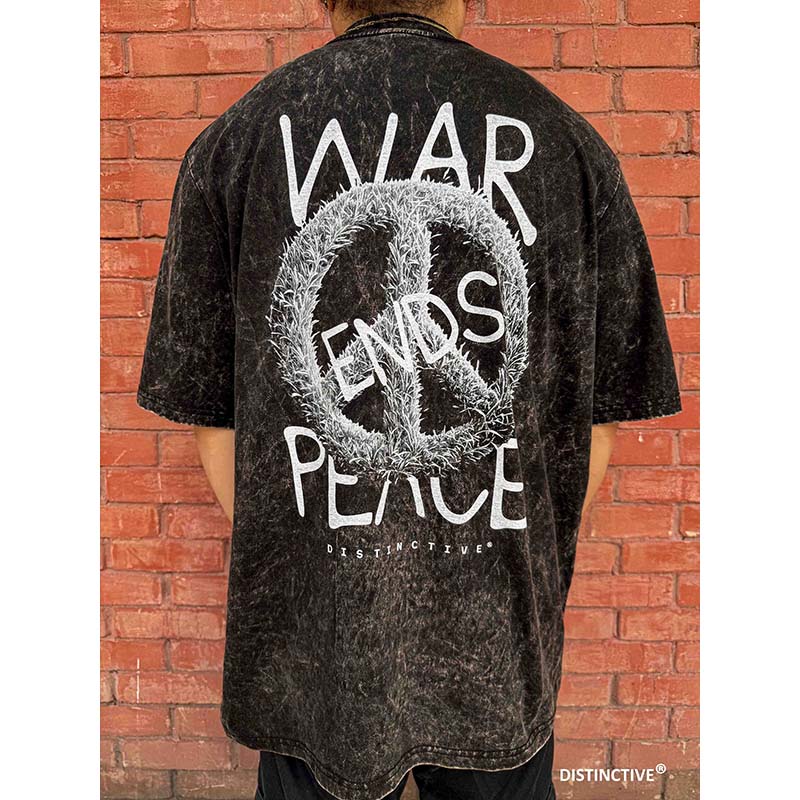 WAR ENDS PEACE - OVERSIZE VINTAGE ACID WASH