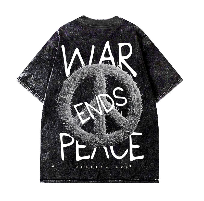 WAR ENDS PEACE - OVERSIZE VINTAGE ACID WASH