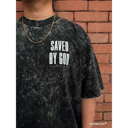 SAVED BY GOD - OVERSIZE VINTAGE ACID WASH