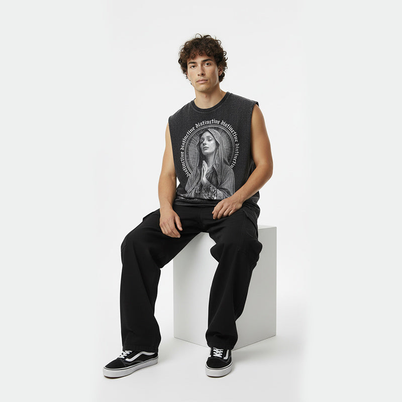 WHERE THEY WISHED HARM I PRAY TANK TOP SEWN SLEEVE - OVERSIZE VINTAGE MINERAL ACID WASH