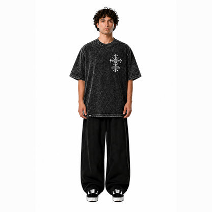 SAVED BY FAITH CHROME - OVERSIZE VINTAGE ACID WASH