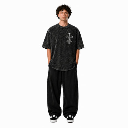 SAVED BY FAITH CHROME - OVERSIZE VINTAGE ACID WASH