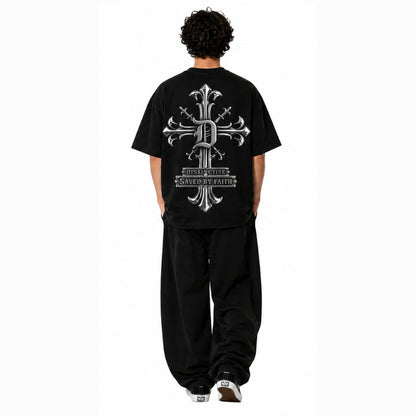 SAVED BY FAITH CHROME - OVERSIZE VINTAGE ACID WASH