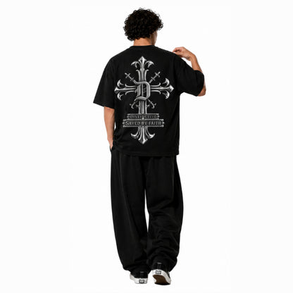 SAVED BY FAITH CHROME - OVERSIZE VINTAGE ACID WASH