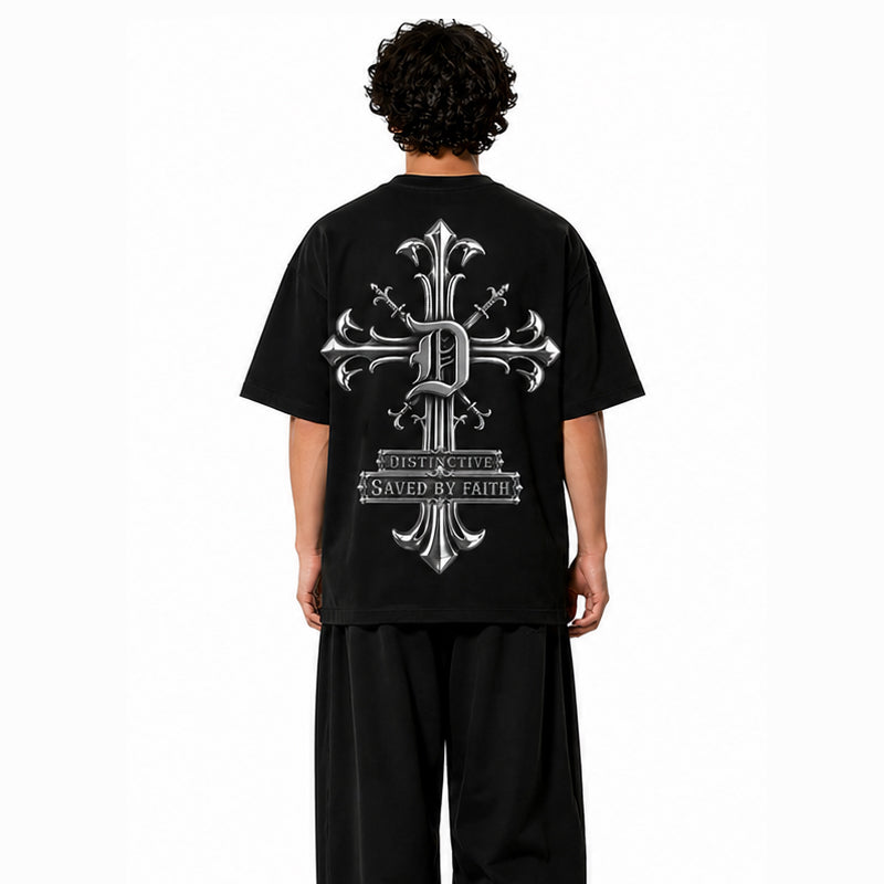 SAVED BY FAITH CHROME - OVERSIZE VINTAGE ACID WASH