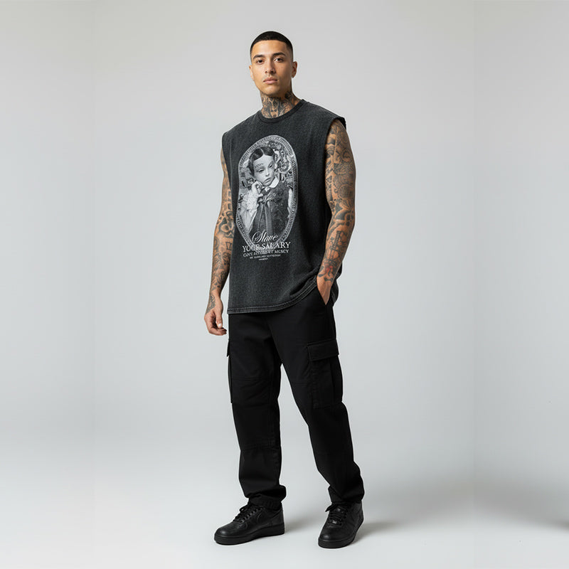 MERCY TANK TOP SEWN SLEEVE - OVERSIZE VINTAGE MINERAL ACID WASH