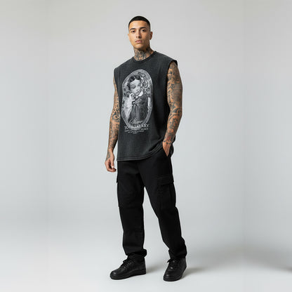 MERCY TANK TOP SEWN SLEEVE - OVERSIZE VINTAGE MINERAL ACID WASH