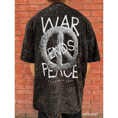 WAR ENDS PEACE - OVERSIZE VINTAGE ACID WASH