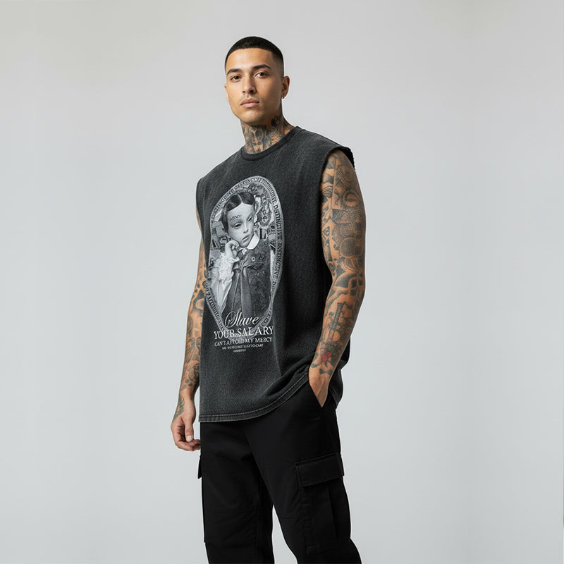 MERCY TANK TOP SEWN SLEEVE - OVERSIZE VINTAGE MINERAL ACID WASH