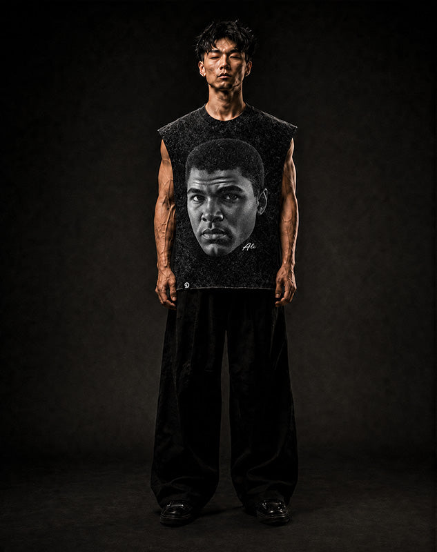 HEAVY HITTER v2 CUT-OFF RAW MUSCLE TEE - BOXY FIT VINTAGE MINERAL ACID WASH