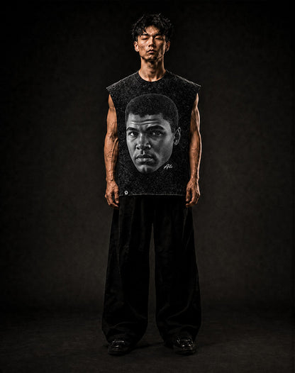HEAVY HITTER v2 CUT-OFF RAW MUSCLE TEE - BOXY FIT VINTAGE MINERAL ACID WASH