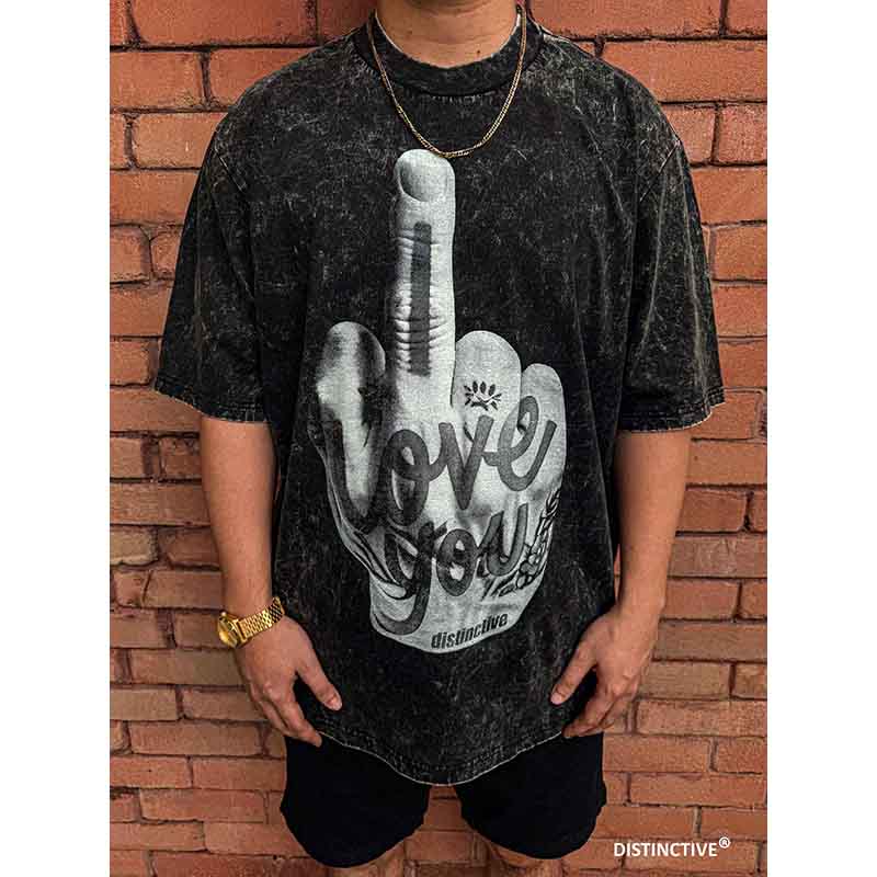 I LOVE YOU - OVERSIZE VINTAGE ACID WASH