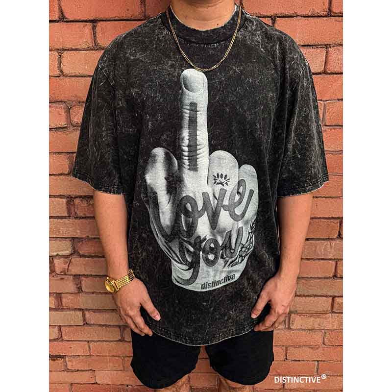 I LOVE YOU - OVERSIZE VINTAGE ACID WASH