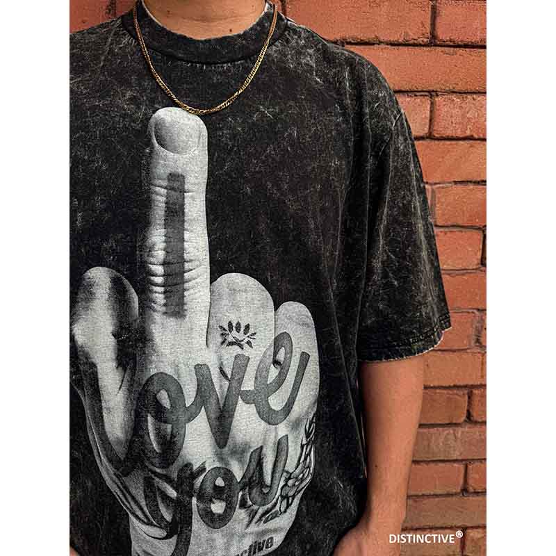 I LOVE YOU - OVERSIZE VINTAGE ACID WASH