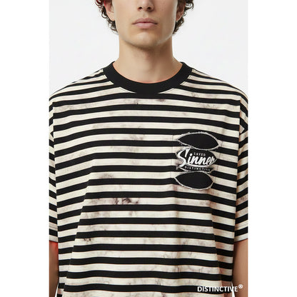 STRIPE SAVED SINNER - OVERSIZE TATTERED VINTAGE DYE