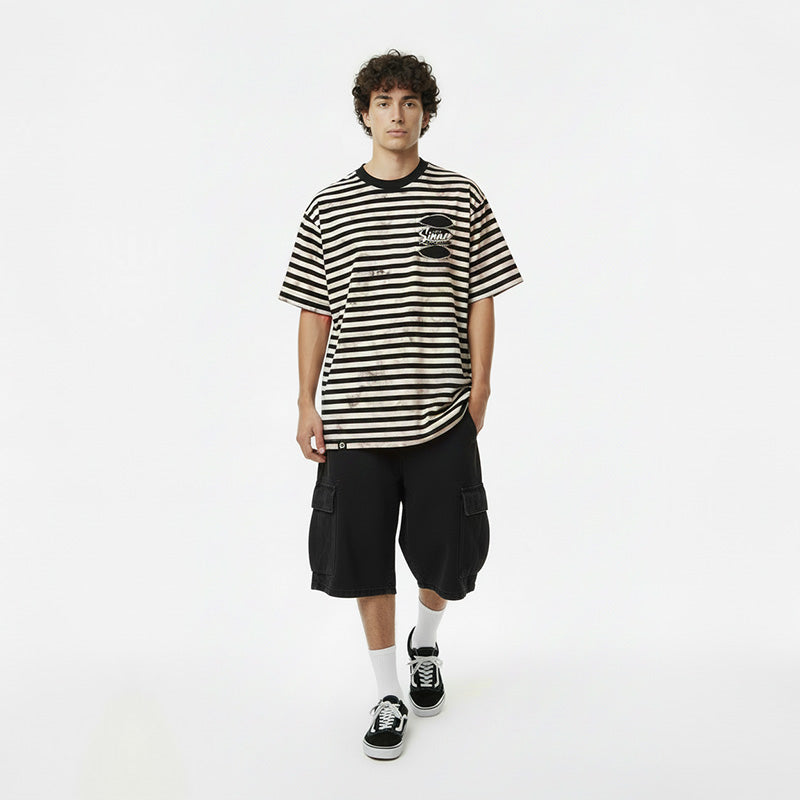 STRIPE SAVED SINNER - OVERSIZE TATTERED VINTAGE DYE