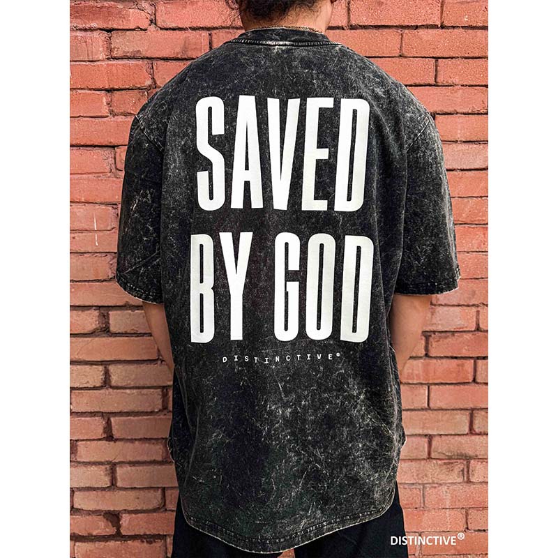 SAVED BY GOD - OVERSIZE VINTAGE ACID WASH