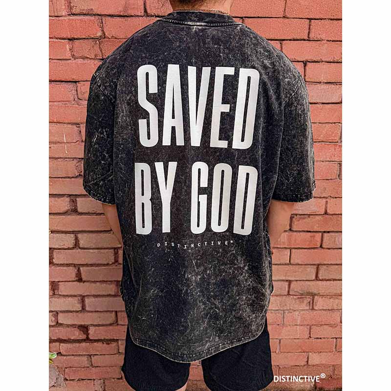 SAVED BY GOD - OVERSIZE VINTAGE ACID WASH