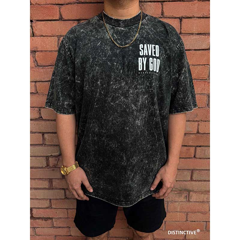 SAVED BY GOD - OVERSIZE VINTAGE ACID WASH