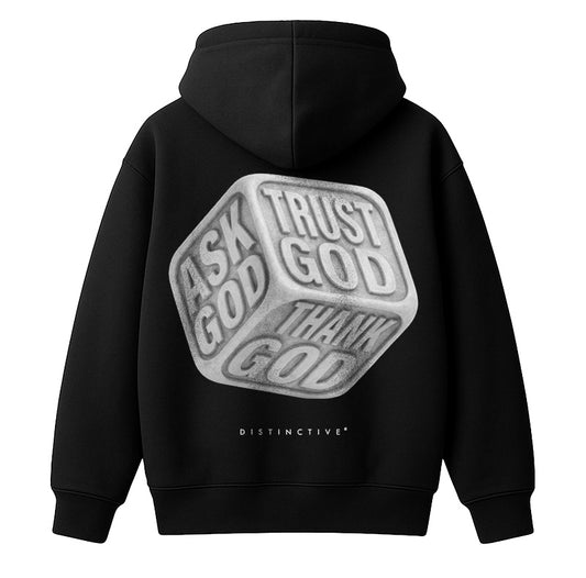 TRUST GOD ASK GOD THANK GOD DICE HOODIE - OVERSIZE BOXY