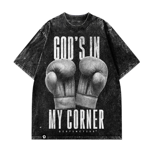 GOD IS IN MY CORNER - OVERSIZE VINTAGE ACID WASH