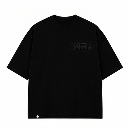 DISTINCTIVE WORDMARK LOGO BLACK ON BLACK - 280GSM BOXY FIT