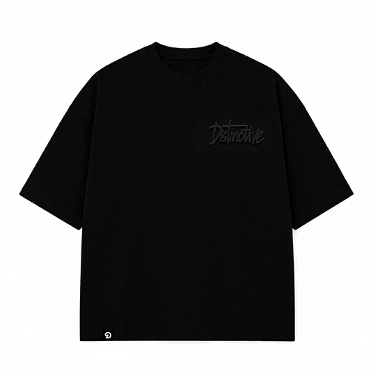 DISTINCTIVE WORDMARK LOGO BLACK ON BLACK - 280GSM BOXY FIT