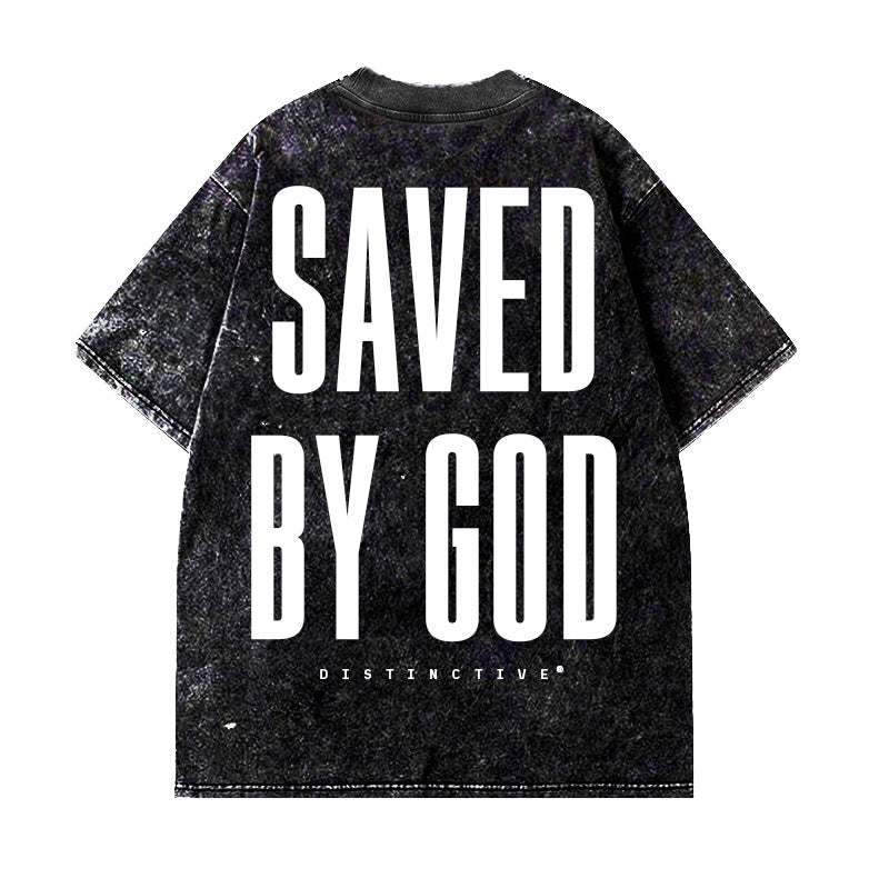 SAVED BY GOD - OVERSIZE VINTAGE ACID WASH
