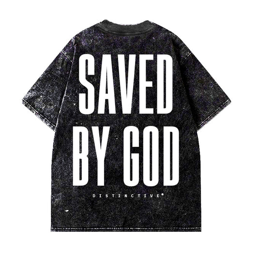 SAVED BY GOD - OVERSIZE VINTAGE ACID WASH