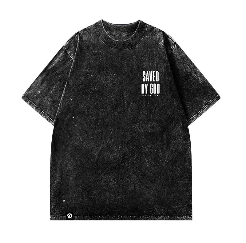 SAVED BY GOD - OVERSIZE VINTAGE ACID WASH