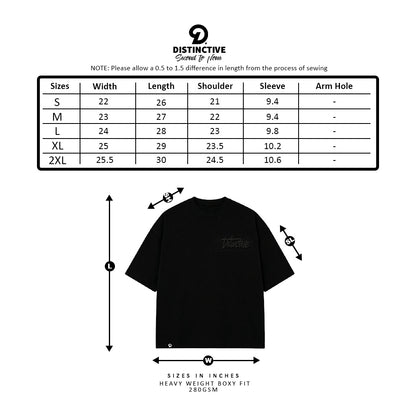 DISTINCTIVE WORDMARK LOGO BLACK ON BLACK - 280GSM BOXY FIT