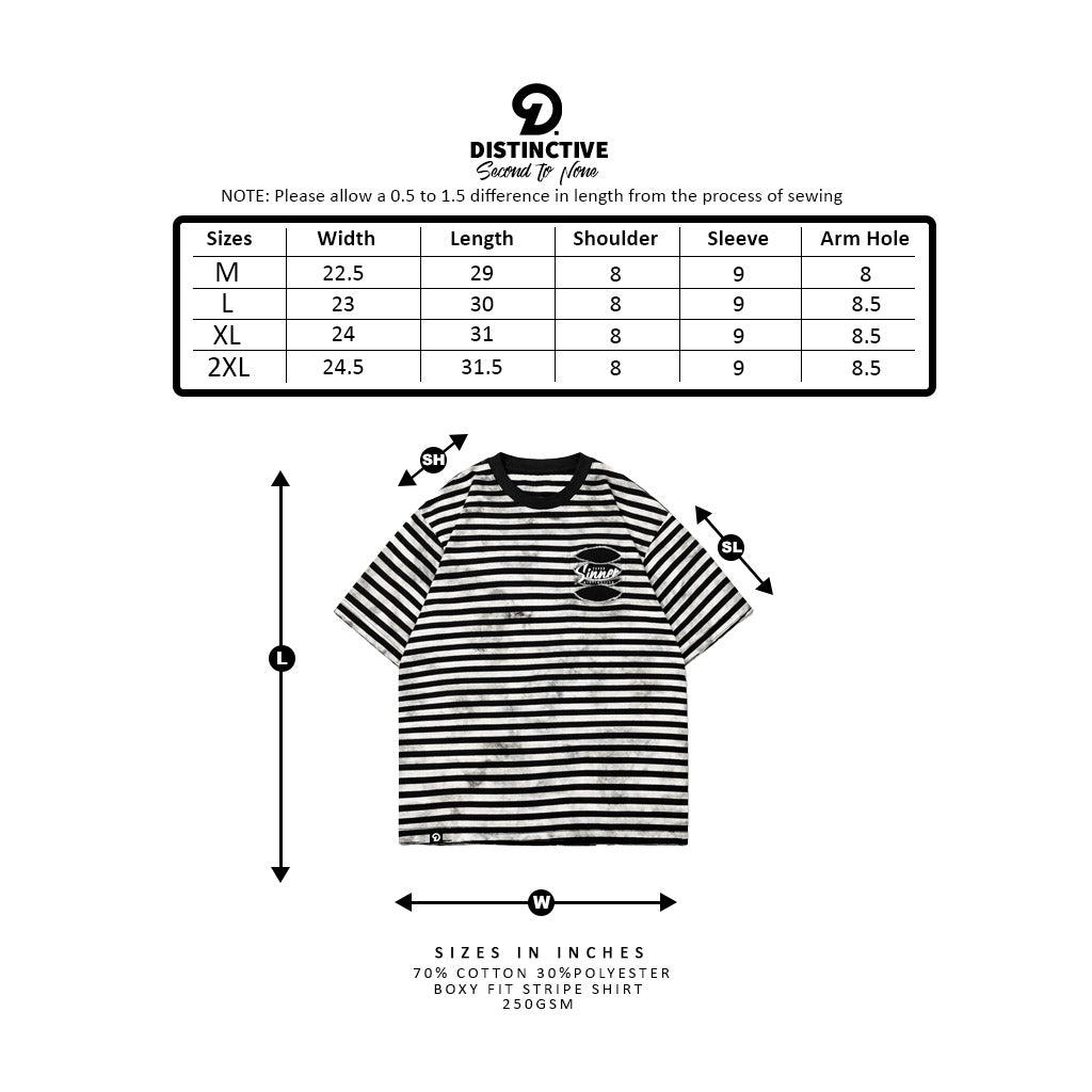 STRIPE SAVED SINNER - OVERSIZE TATTERED VINTAGE DYE