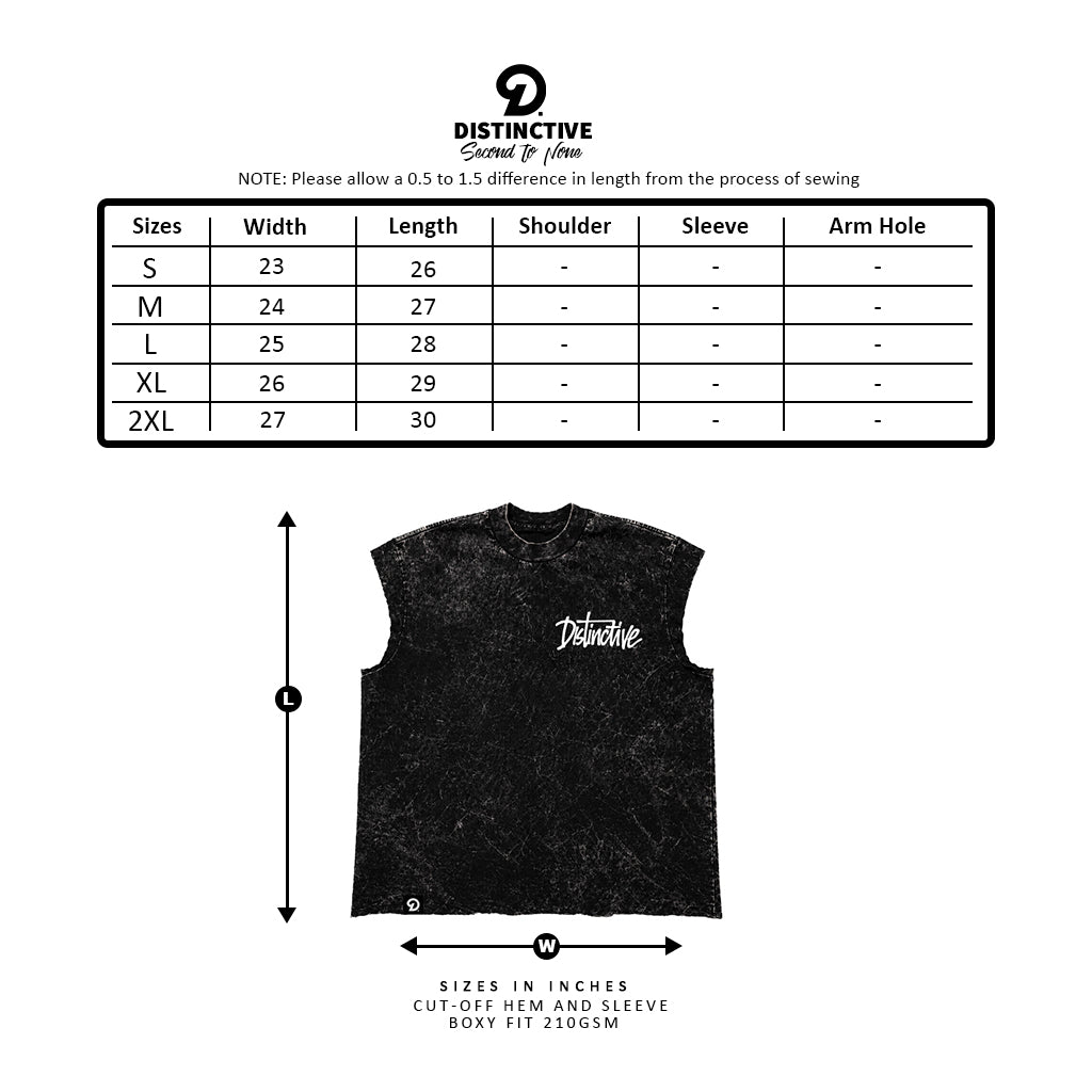 BEAN CUT-OFF RAW MUSCLE TEE - BOXY FIT VINTAGE MINERAL ACID WASH