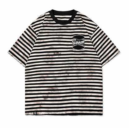 STRIPE SAVED SINNER - OVERSIZE TATTERED VINTAGE DYE