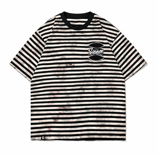 STRIPE SAVED SINNER - OVERSIZE TATTERED VINTAGE DYE