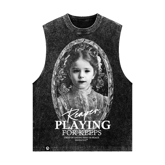 FOR KEEPS TANK TOP - OVERSIZE VINTAGE MINERAL ACID WASH