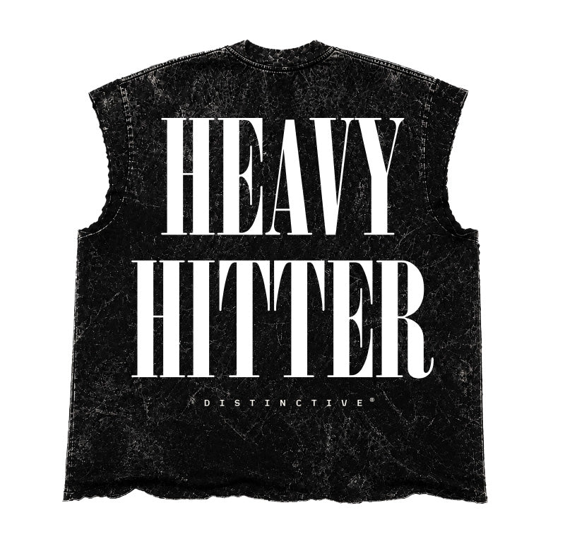HEAVY HITTER v2 CUT-OFF RAW MUSCLE TEE - BOXY FIT VINTAGE MINERAL ACID WASH