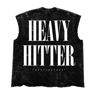 HEAVY HITTER v2 CUT-OFF RAW MUSCLE TEE - BOXY FIT VINTAGE MINERAL ACID WASH