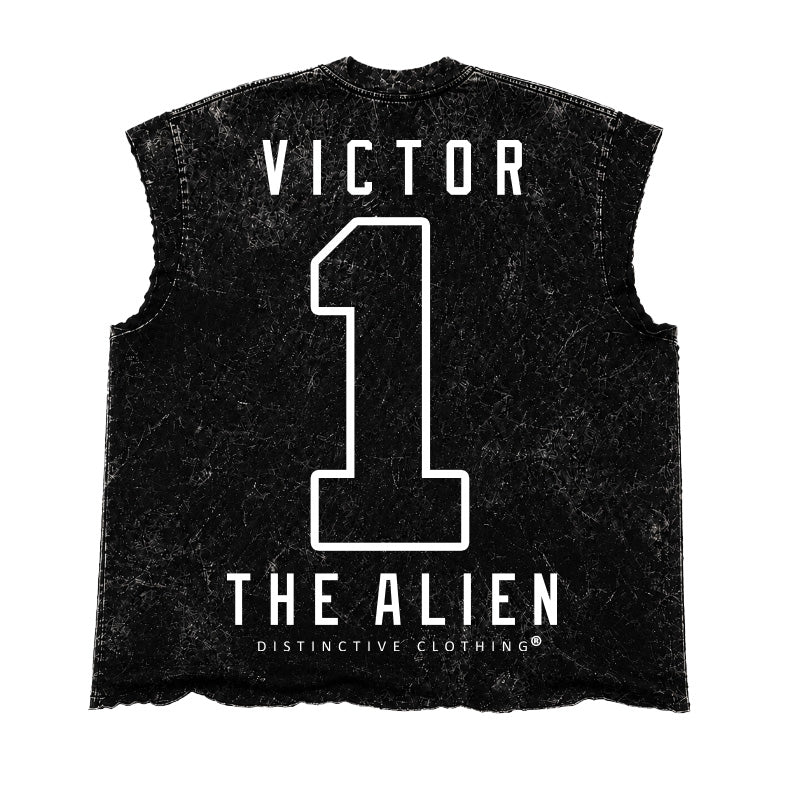 THE ALN CUT-OFF RAW MUSCLE TEE - BOXY FIT VINTAGE MINERAL ACID WASH