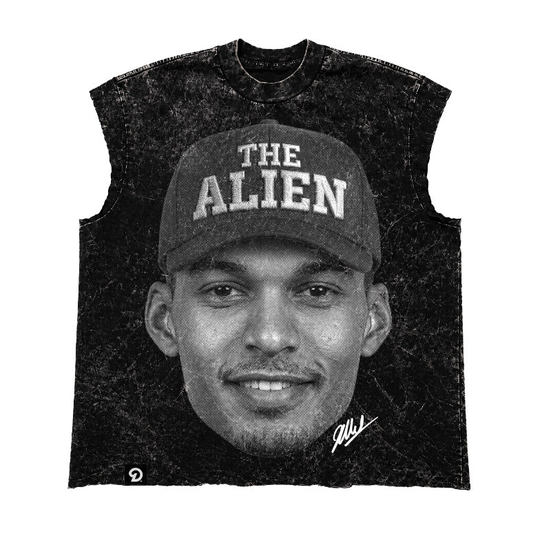 THE ALN CUT-OFF RAW MUSCLE TEE - BOXY FIT VINTAGE MINERAL ACID WASH
