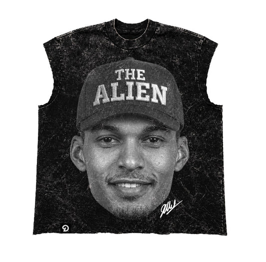THE ALN CUT-OFF RAW MUSCLE TEE - BOXY FIT VINTAGE MINERAL ACID WASH