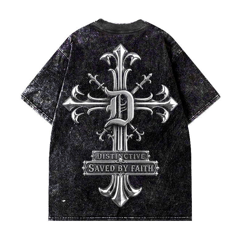 SAVED BY FAITH CHROME - OVERSIZE VINTAGE ACID WASH