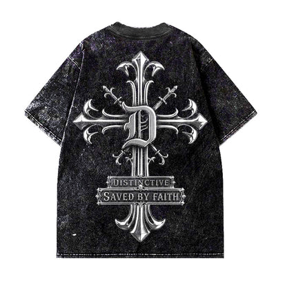 SAVED BY FAITH CHROME - OVERSIZE VINTAGE ACID WASH