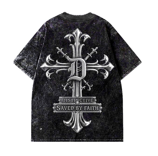 SAVED BY FAITH CHROME - OVERSIZE VINTAGE ACID WASH