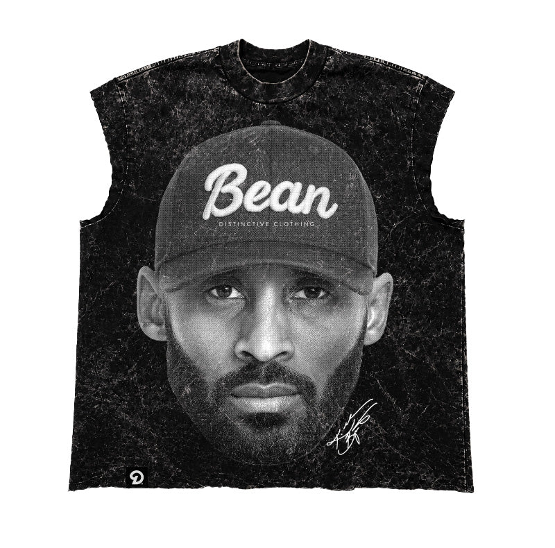 BEAN CUT-OFF RAW MUSCLE TEE - BOXY FIT VINTAGE MINERAL ACID WASH