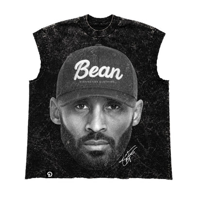 BEAN CUT-OFF RAW MUSCLE TEE - BOXY FIT VINTAGE MINERAL ACID WASH