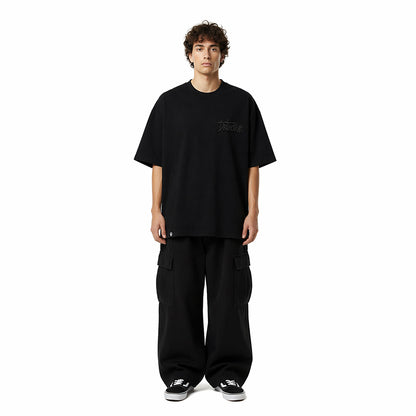 DISTINCTIVE WORDMARK LOGO BLACK ON BLACK - 280GSM BOXY FIT