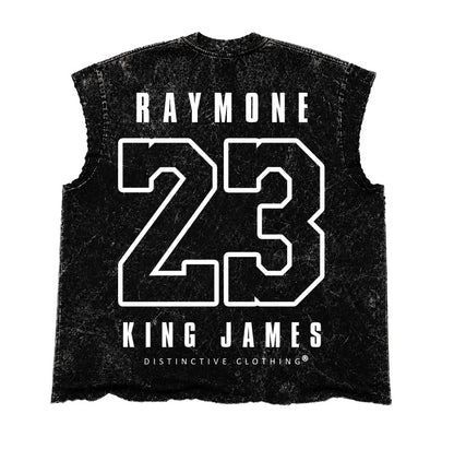 KING J CUT-OFF RAW MUSCLE TEE - BOXY FIT VINTAGE MINERAL ACID WASH