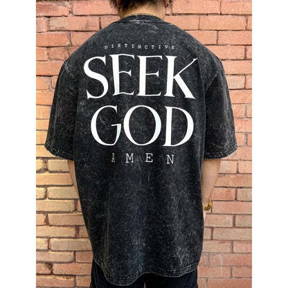 SEEK GOD - OVERSIZE VINTAGE ACID WASH