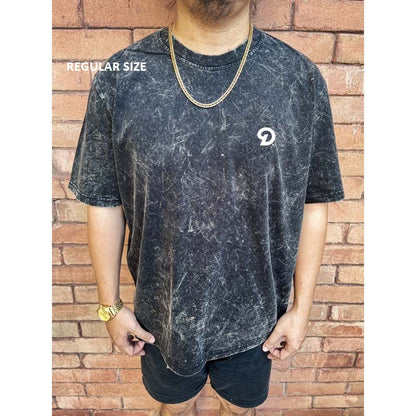 REGULAR SIZE HIGH DENSITY PRINT D LOGO - VINTAGE ACID WASH BLACK